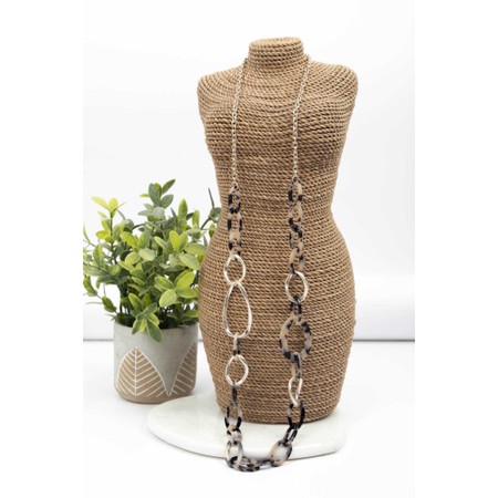 Eliza Gracious Resin & Metal Link Necklace - Brown