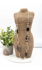 Eliza Gracious Beige Resin & Crystal Necklace   