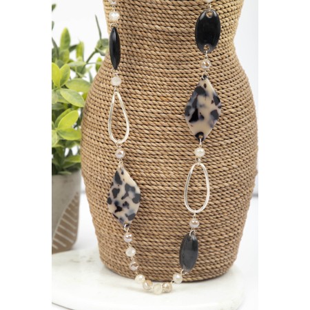 Eliza Gracious Resin & Crystal Necklace  - Beige