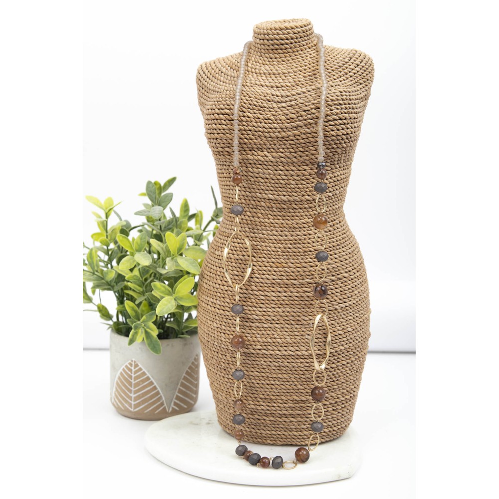 Eliza Gracious Brown Beaded Necklace Brown