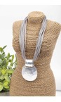 Eliza Gracious Grey Beaten Disc Grey Suede Strand Necklace  