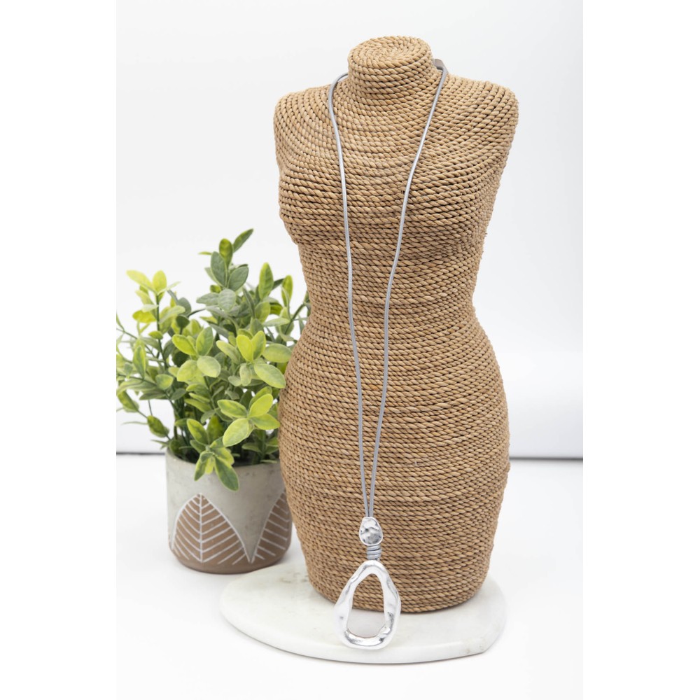 Eliza Gracious Open Pendant Grey Necklace Grey