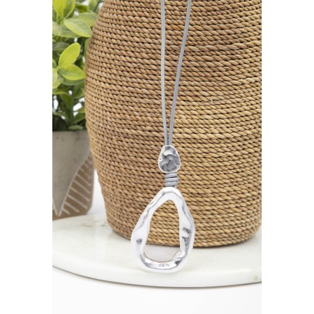 Eliza Gracious Open Pendant Grey Necklace - Grey