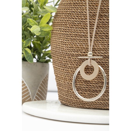 Eliza Gracious Circular Pendant Cream Necklace - Off-White