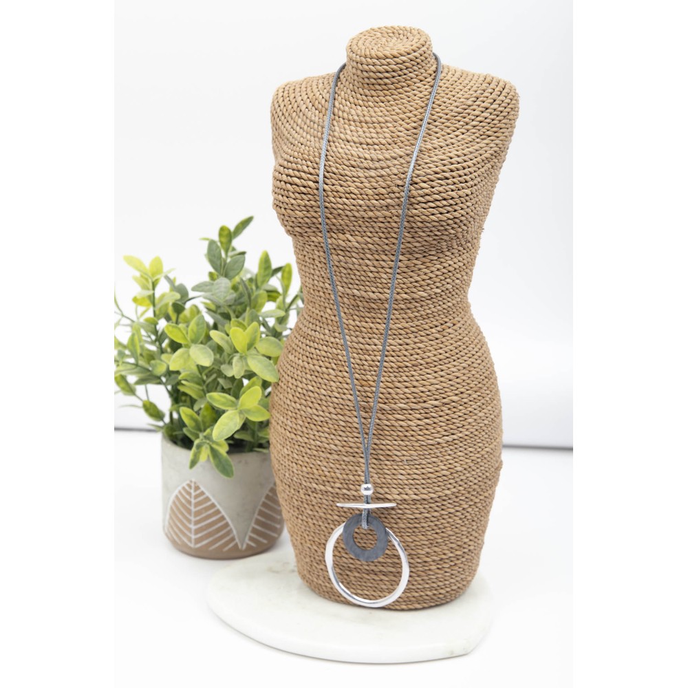 Eliza Gracious Circular Pendant Grey Necklace Grey