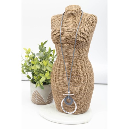 Eliza Gracious Circular Pendant Grey Necklace - Grey
