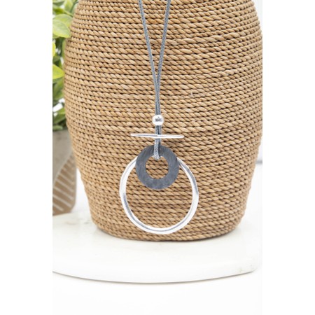 Eliza Gracious Circular Pendant Grey Necklace - Grey