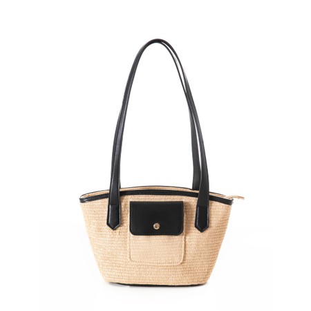 Gemini Label Accessories Barbados Ebony Woven Small Contrast Tote Bag - Black