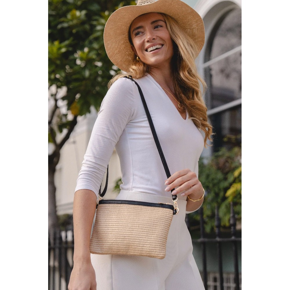 Gemini Label Accessories Sorrento Ebony Woven Crossbody Handbag Ebony