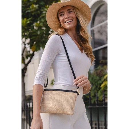 Gemini Label Accessories Sorrento Ebony Woven Crossbody Handbag - Black