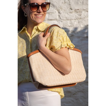 Gemini Label Bags Corin Raffia Large Tote - Beige