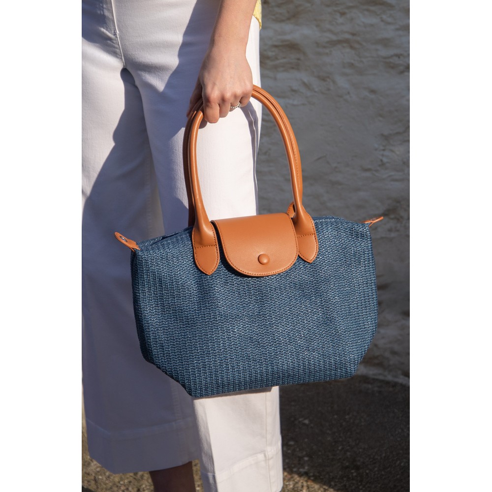 Gemini Label Bags Kika Large Raffia Tote Blue