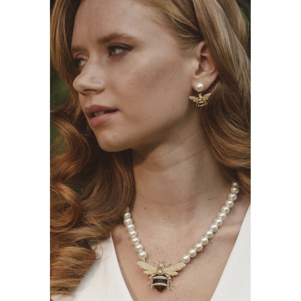 Bill Skinner Bejewelled Bee Statement Necklace Gold