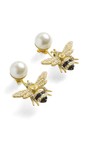 Bill Skinner Gold Bejewelled Bee Pearl Earring  