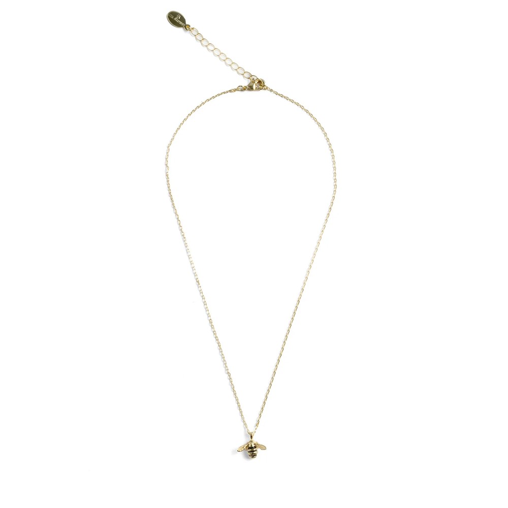 Bill Skinner Enamel Bee Pendant Necklace Gold