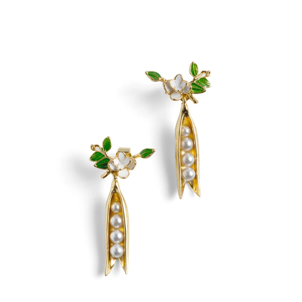 Bill Skinner Peapod Drop Earrings Gold