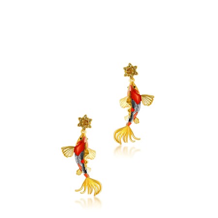 Bill Skinner Koi Carp Drop earring - Gold