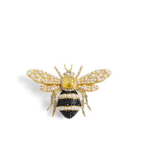 Bill Skinner Bejewelled Bee Pearl Brooch - Gold