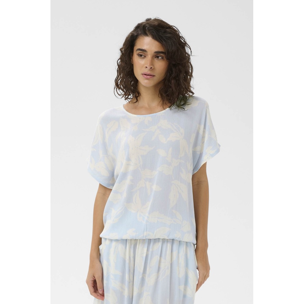 KAFFE KAvilia Amber Print Top Nantucket Chalk