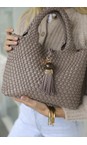 Luella Grey Peat Suky Medium Peat Woven Crossbody  