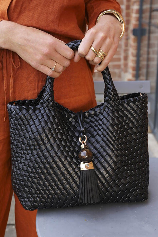 Luella Grey Suky Medium Black Woven Crossbody Black 