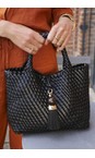 Luella Grey Black  Suky Medium Black Woven Crossbody  