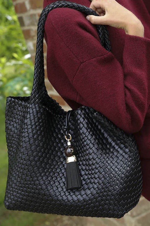 Luella Grey Saskia Large Black Woven Tote Black 