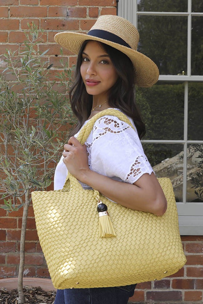 Luella Grey Saskia Large Buttercup Woven Tote Buttercup