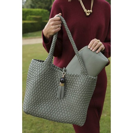 Luella Grey Saskia Large Khaki Woven Tote - Green