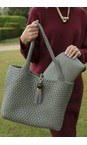 Luella Grey Khaki Saskia Large Khaki Woven Tote  