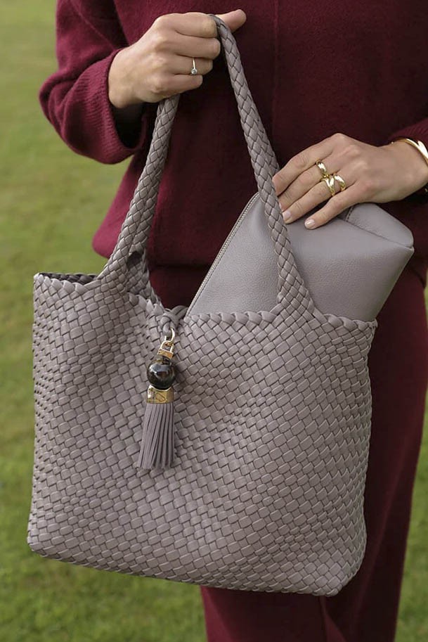 Luella Grey Saskia Large Peat Woven Tote Peat