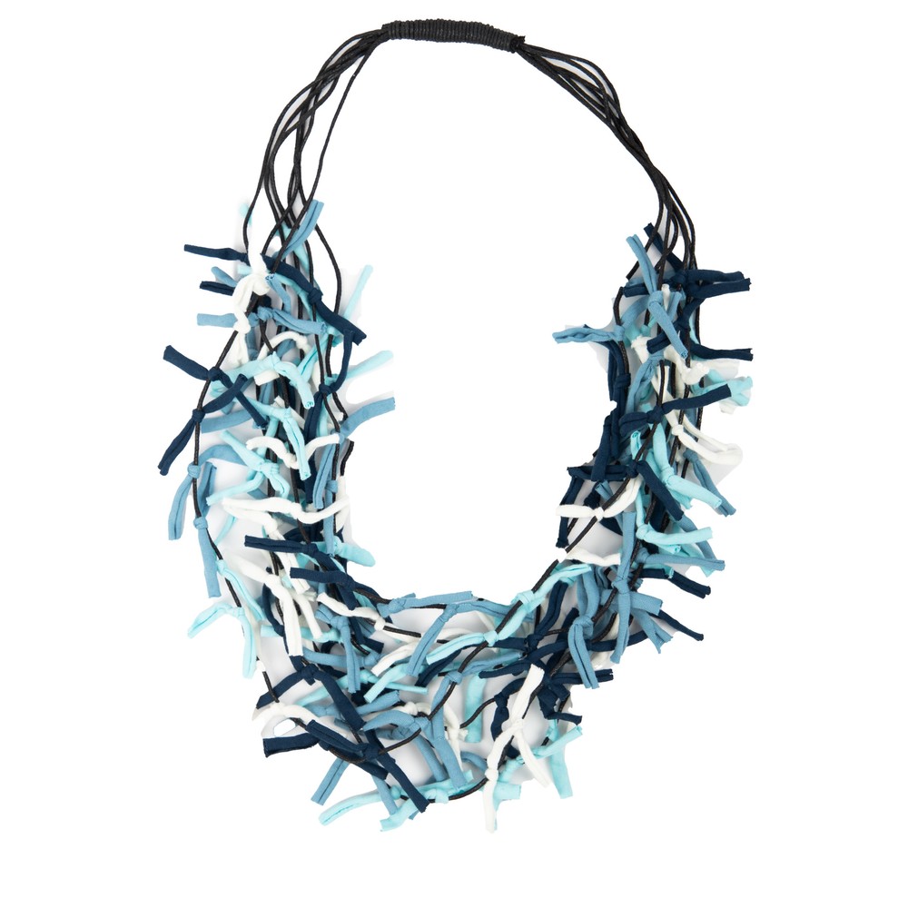Suzie Blue Knotted Strand Blue Jersey Necklace Blue