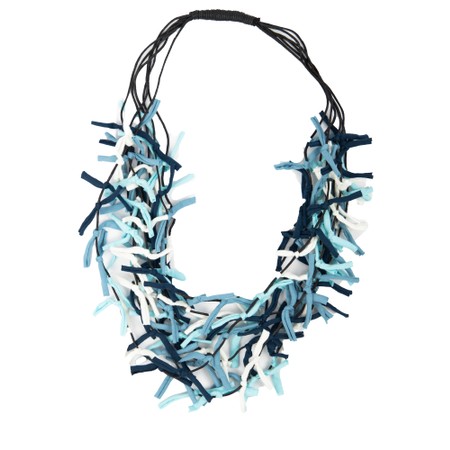 Suzie Blue Knotted Strand Blue Jersey Necklace - Blue