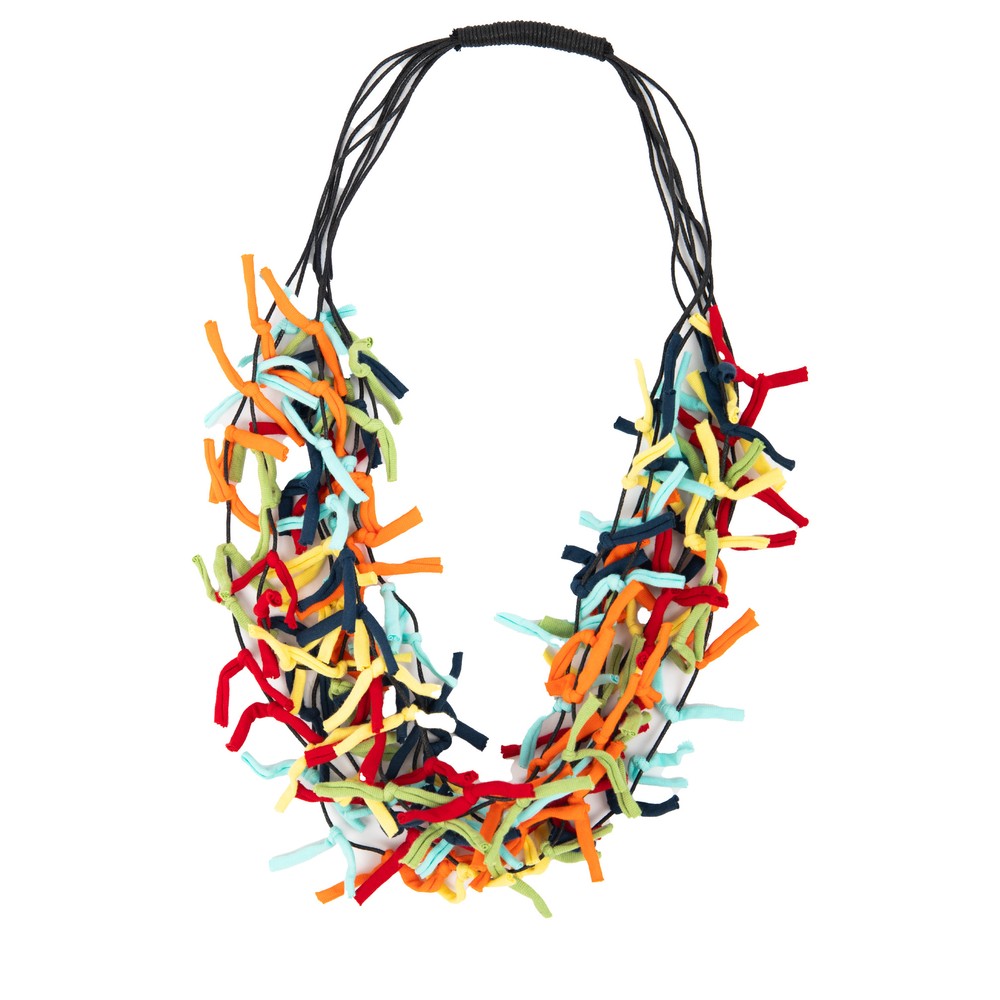 Suzie Blue Knotted Strand Multi Jersey Necklace Multi