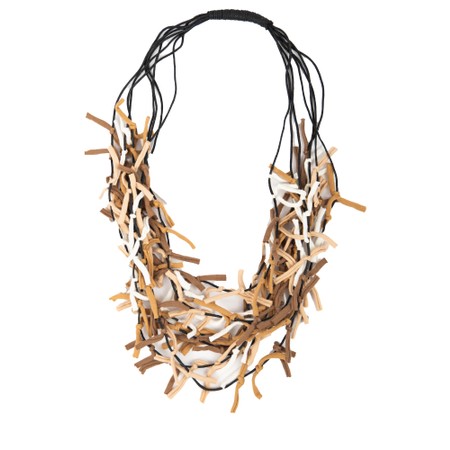 Suzie Blue Knotted Strand Natural Jersey Necklace - Beige