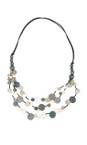 Suzie Blue Grey Triple Strand Disc Necklace  