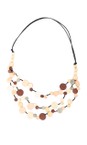 Suzie Blue Natural Triple Strand Disc Necklace  
