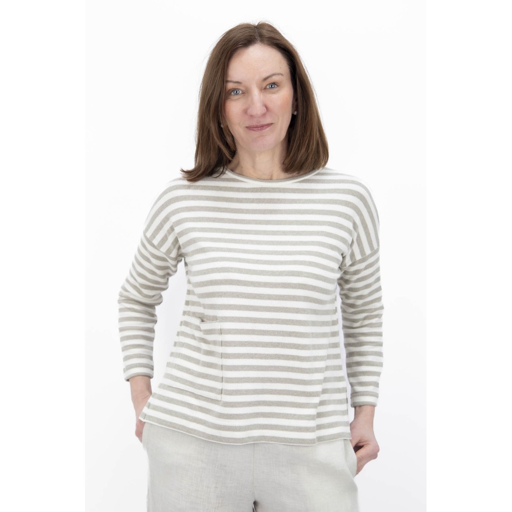 Mama B Buccia Lichene Stripe Patch Pocket Fleece Jumper Lichene 