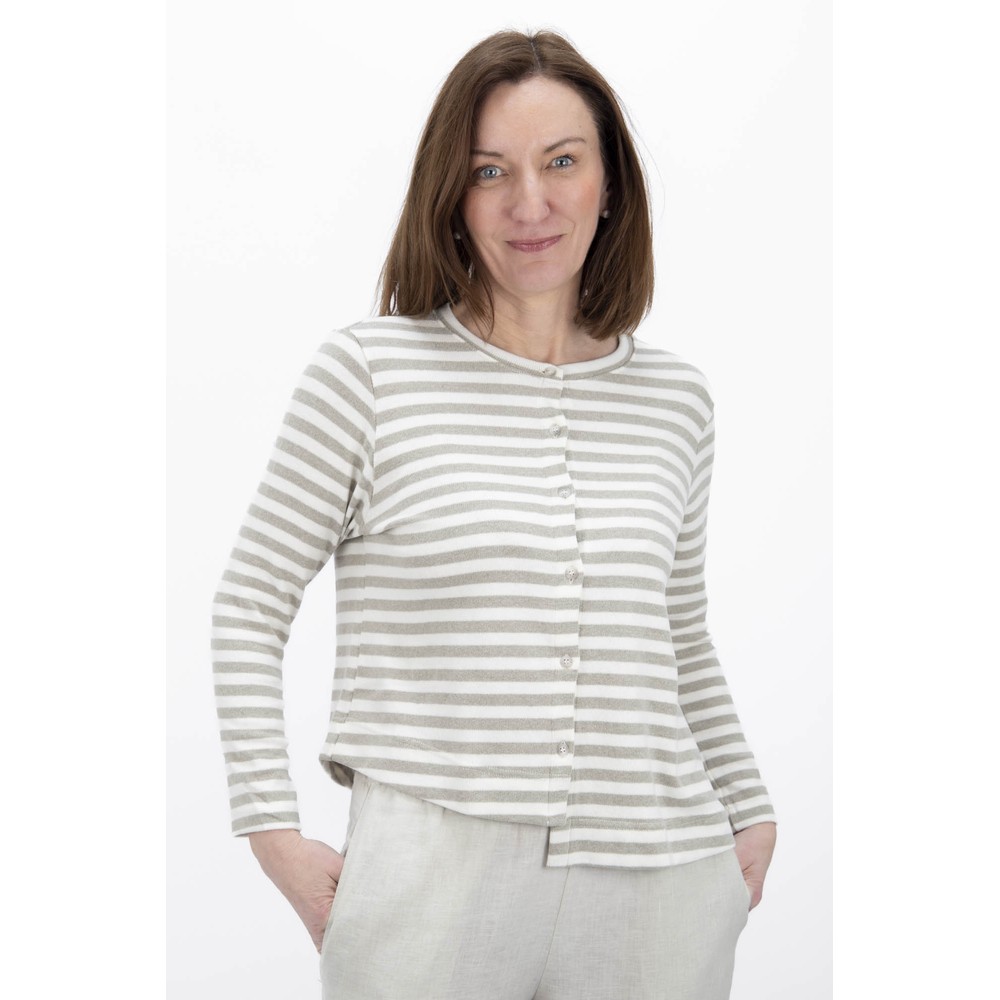 Mama B Crema M Lichene Stripe Fleece Cardigan Lichene 