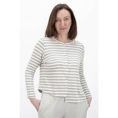 Mama B Crema M Lichene Stripe Fleece Cardigan - Grey