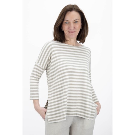 Mama B Emotiva R Lichene Relaxed Stripe Eco Fleece Jumper - Grey