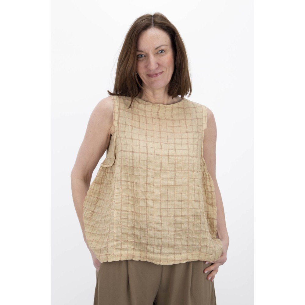 Mama B Pupi Grano Crinkle Linen Top Grano