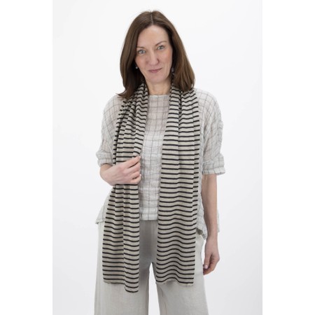 Mama B Lumpa Antracite Thin Stripe Linen Scarves - Grey