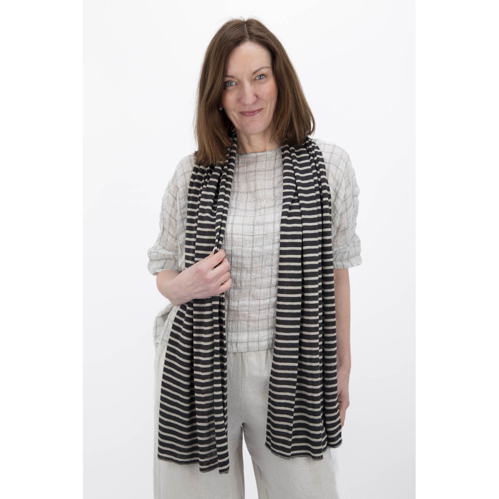 Mama B Lumpa Antracite Medium Stripe Linen Scarves Antracite Med