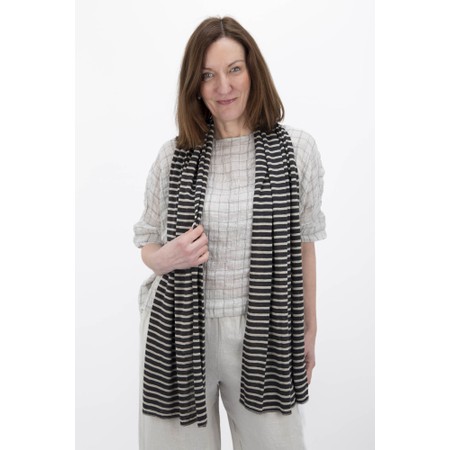 Mama B Lumpa Antracite Medium Stripe Linen Scarves - Grey