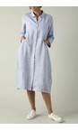 Sahara Blueberry / White Linen Ticking Stripe Shirt Dress  