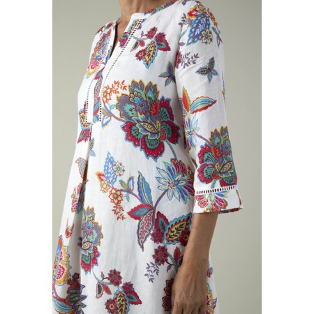 Sahara Botanical Floral Linen Flare Dress - White