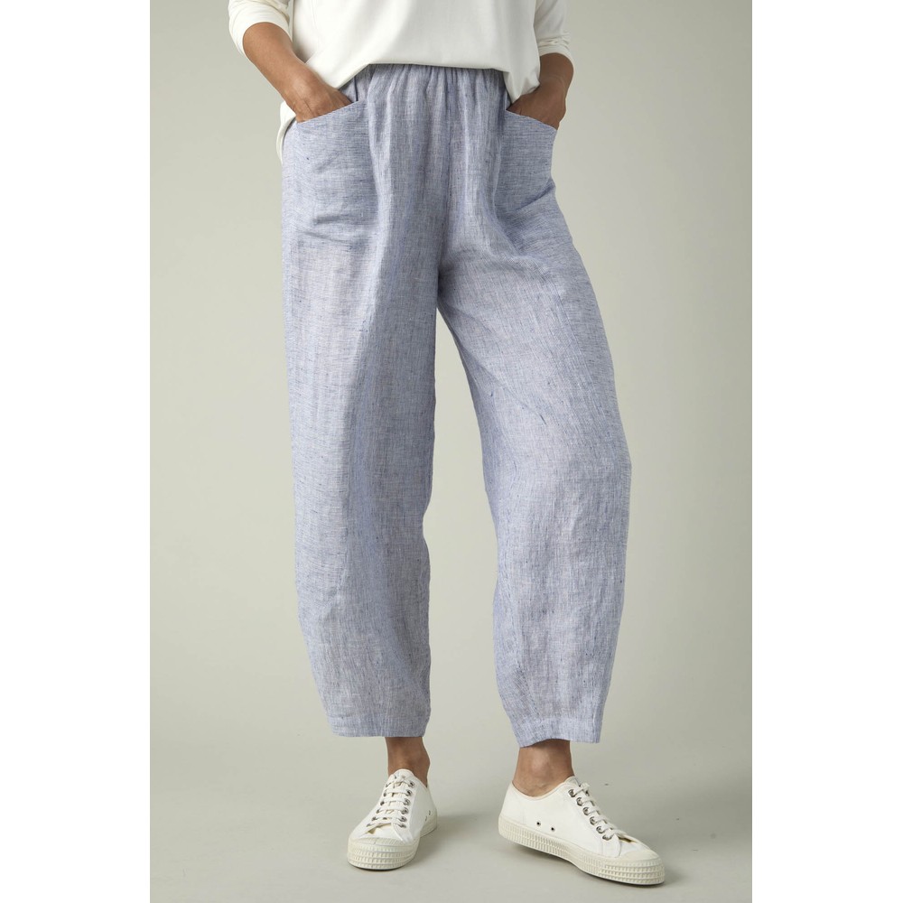 Sahara Linen Ticking Stripe Bubble Trouser Blueberry / White
