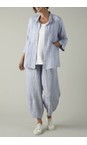 Sahara Blueberry / White Linen Ticking Stripe Bubble Trouser  