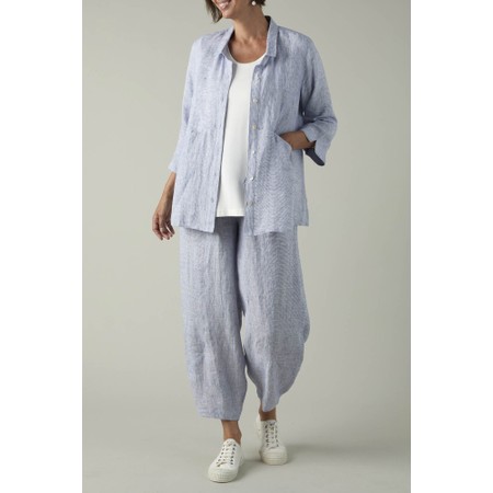 Sahara Linen Ticking Stripe Shirt - Blue